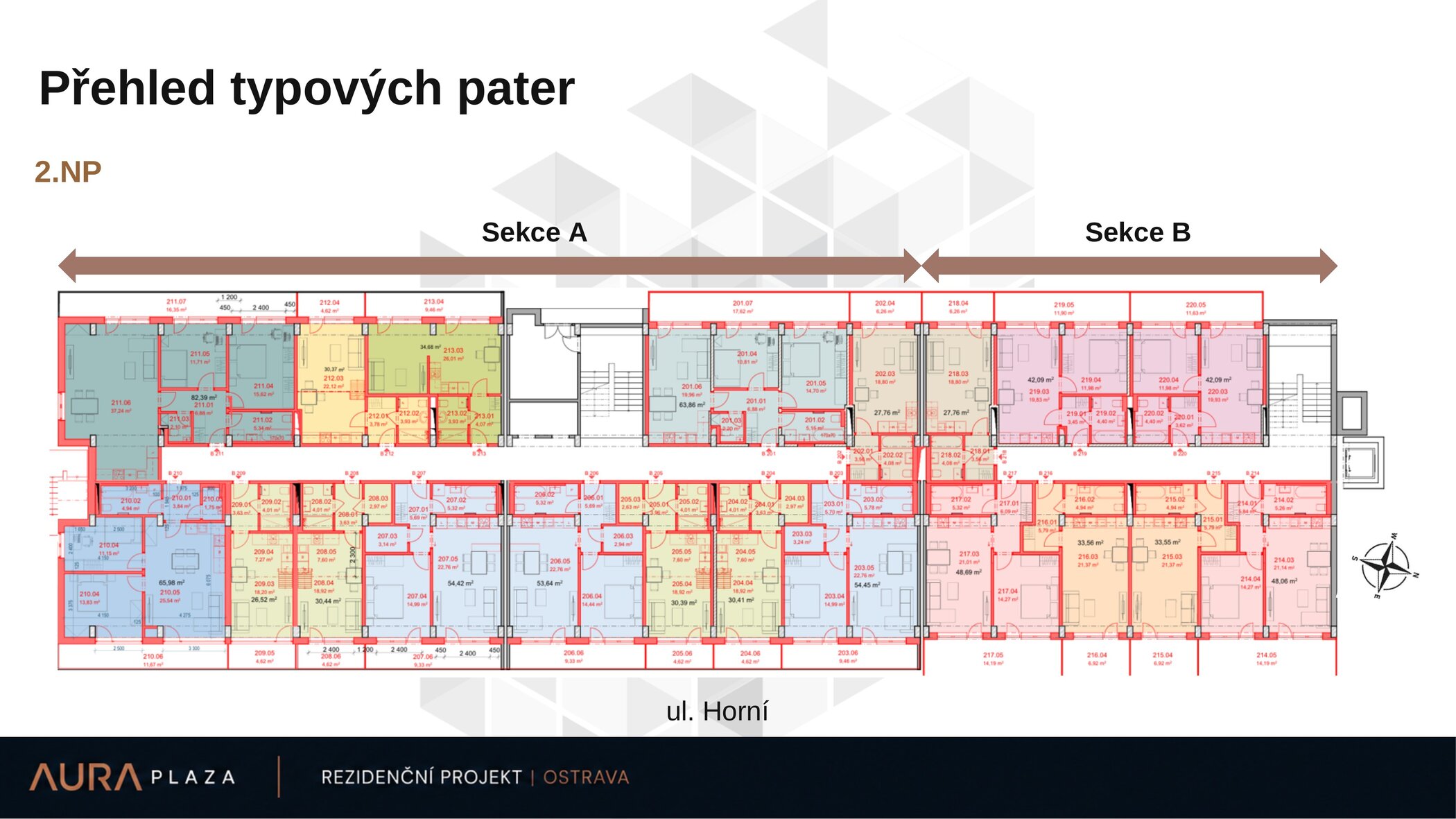 Přehled typových pater — 2.NP