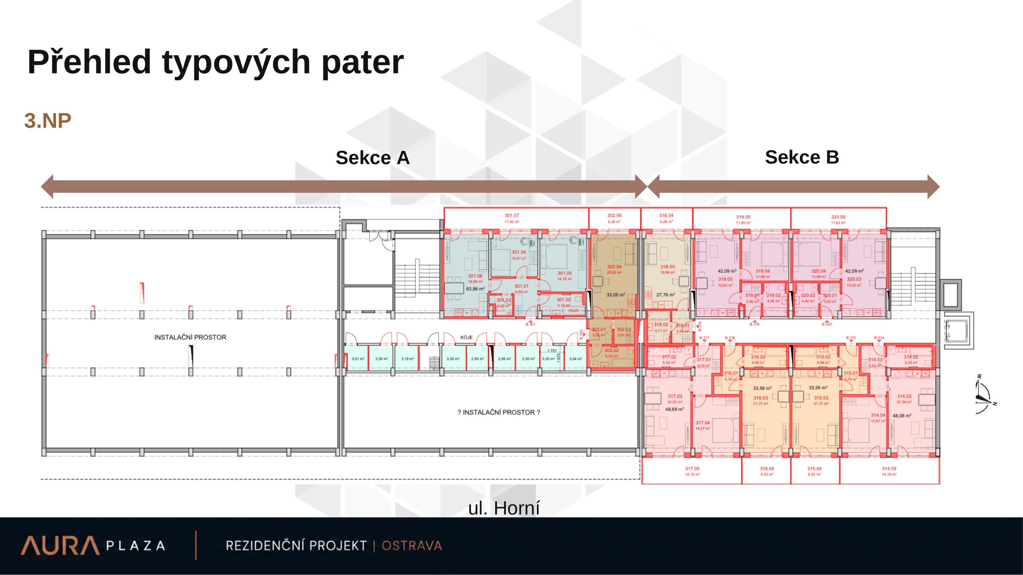 Přehled typových pater — 3.NP