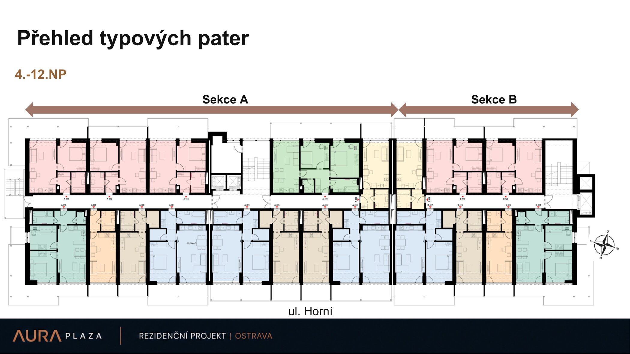 Přehled typových pater — 4.-12.NP
